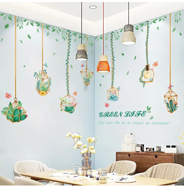 Креативная Наклейка на стену с растением для спальни декоративная настенная