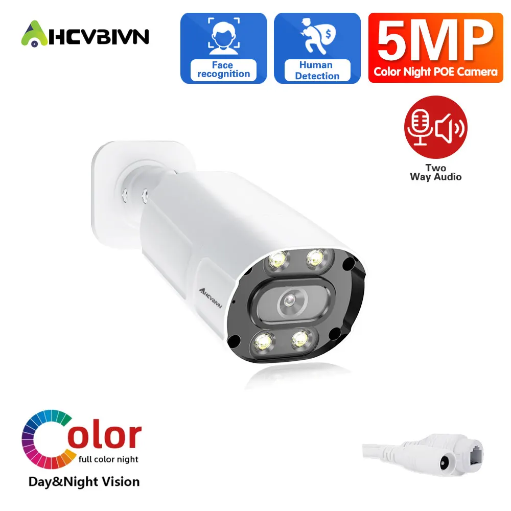 

Полный Цвет Ночное Видение безопасности Камера 5MP/4K открытый двусторонний аудиоканал POE IP CCTV видео Камеры Скрытого видеонаблюдения HD 8MP 5MP Пуля IP Cam