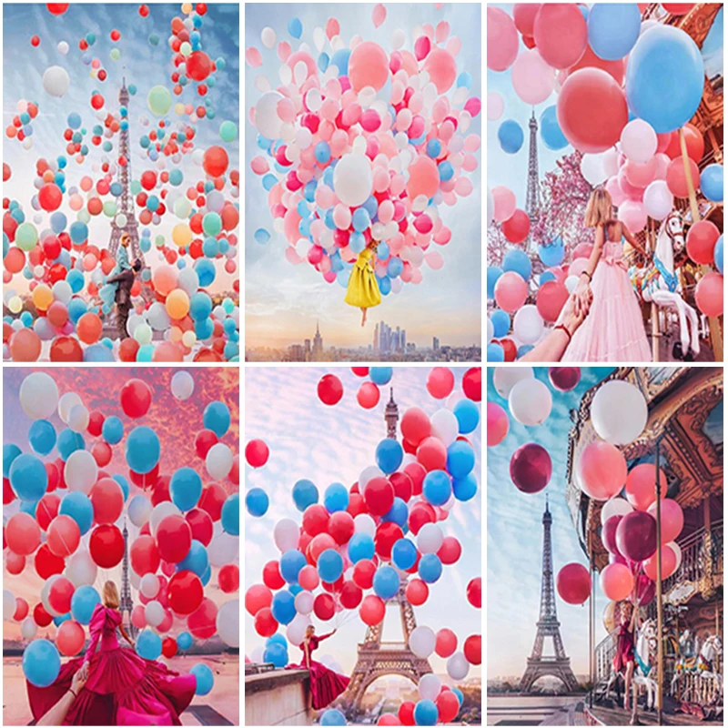 

5D Diamond Painting Cross Stitch Colourful Balloon House Full Square Rou