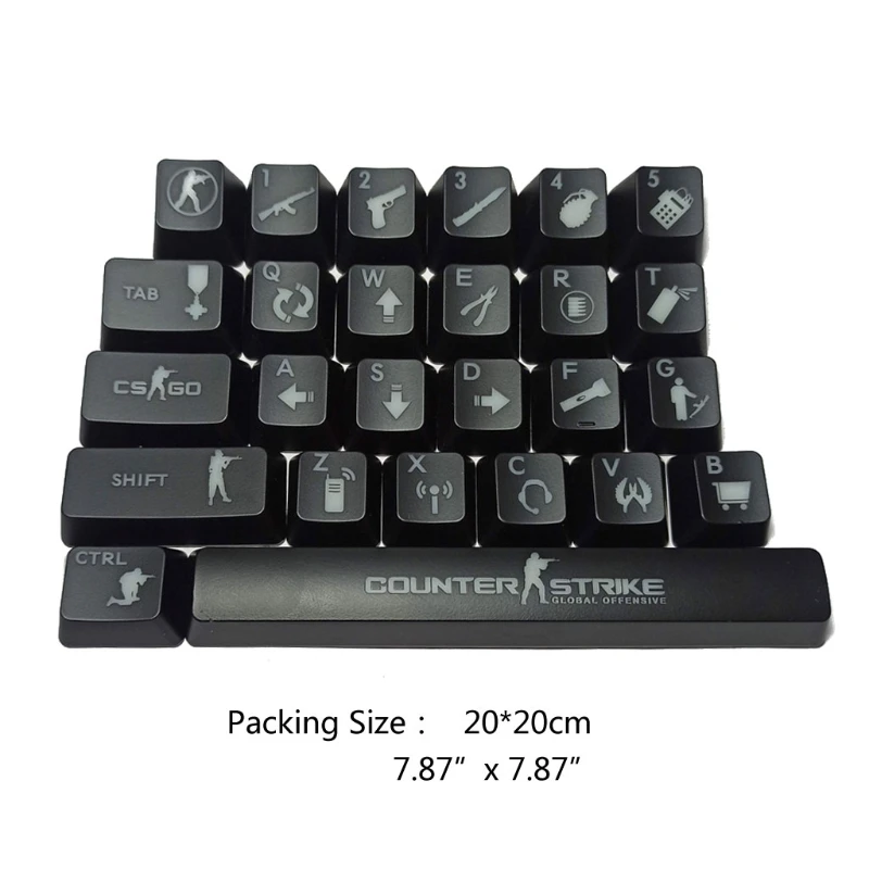 

26 keys ABS Shot Backlit For OEM Cherry MX Mechanical Keyboard CS go Keycap