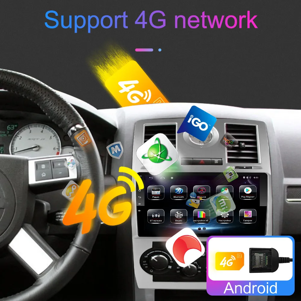 2 Гб ОЗУ 9 дюймов Android 8 1 для Chrysler Aspen 300C 2004 2005 2006 2007 2008 автомобильный DVD