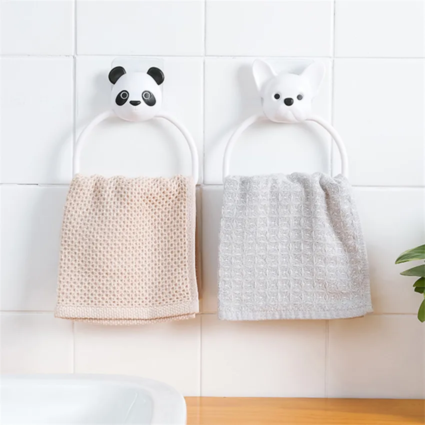 

1PC ABS Cartoon Animals Towel Rack Wall-Mounted Bathroom Toilet Child Hanging Towel Holder Hanger Home Kitchen Towel Rack Ring