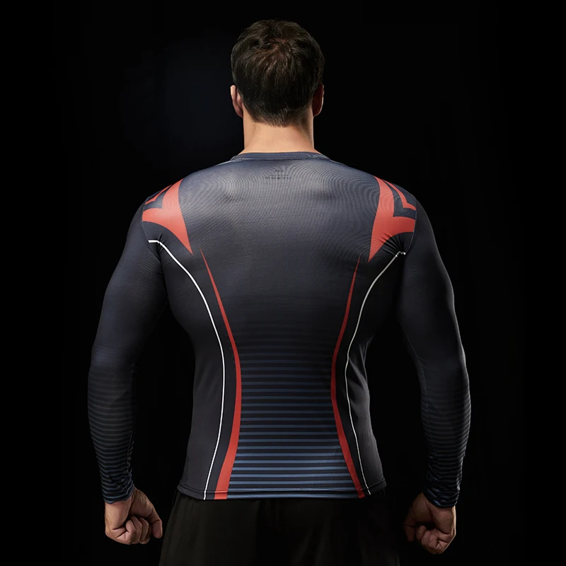 Мужская компрессионная рубашка с длинными рукавами для фитнеса мужская