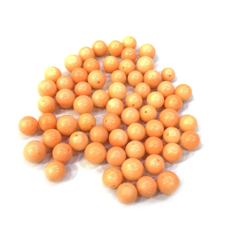 

10pcs/lot Natural Spherical Shape Coral Bead Orange Loose Bead for Making Jewelry Necklace Bracelet Accessories Hole 0.8MM