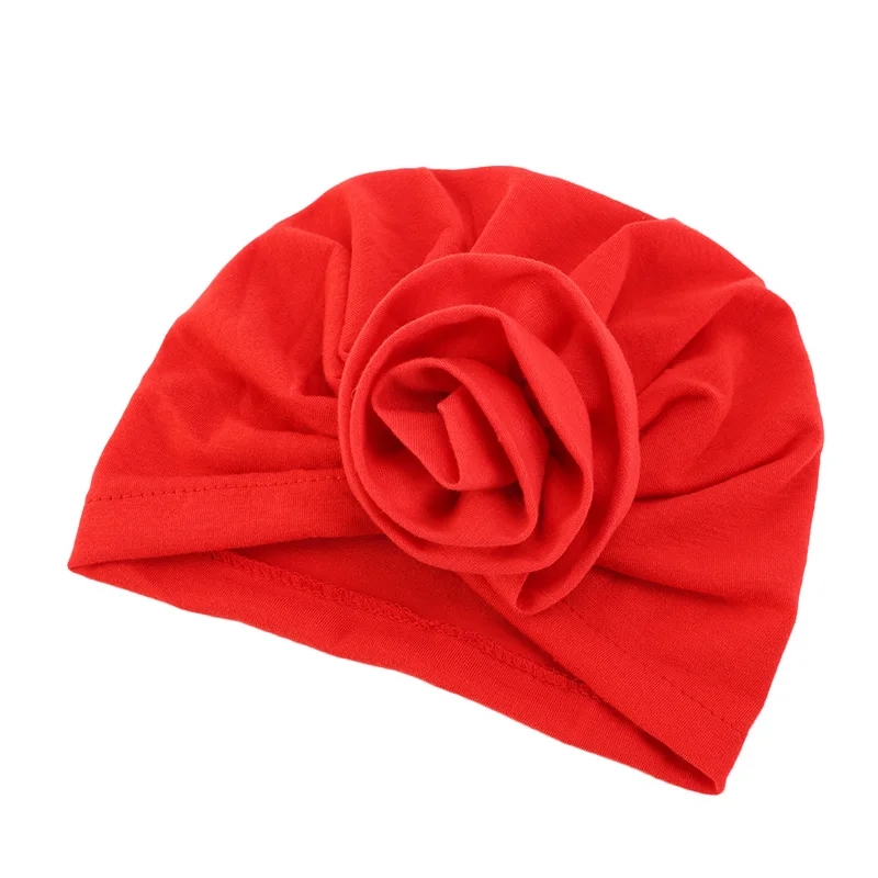 Шапка-тюрбан детская хлопковая модная Милая Кепка с цветком розы летняя мягкая