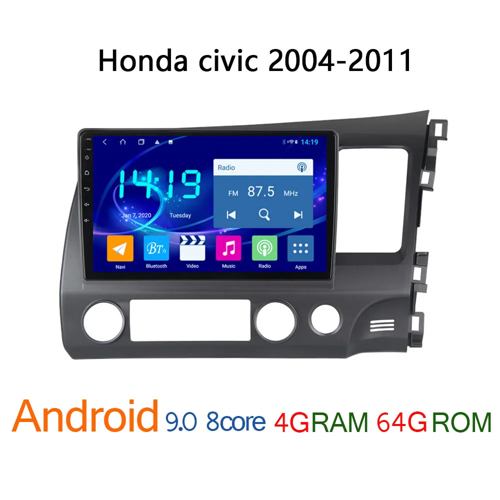 Автомагнитола для HONDA CIVIC 2004 2011 4 + 64 ГБ 8 ядер android GPS навигатор dvd центральный Wi