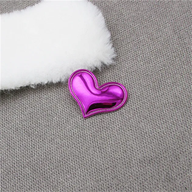 Rose red Heart 50 шт., аппликационные наклейки из искусственной кожи с сердечком для сердец, детские головные уборы для творчества, шпилька аксессуары, материал, мягкое тиснение - Цвет: Rose red Heart
