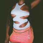 Женский топ без рукавов, облегающий топ с вырезом, белая уличная одежда, 2021