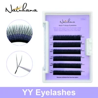 natuhana yy shape eyelash extension faux mink double tip eyelashes natural soft individual y style premade volume fan lashes