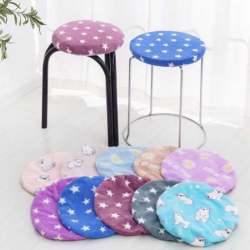 

Coral fleece Plush Double Thicken Seat Cover Round Stool Cushion Hotel Restaurant Round Stool Cover