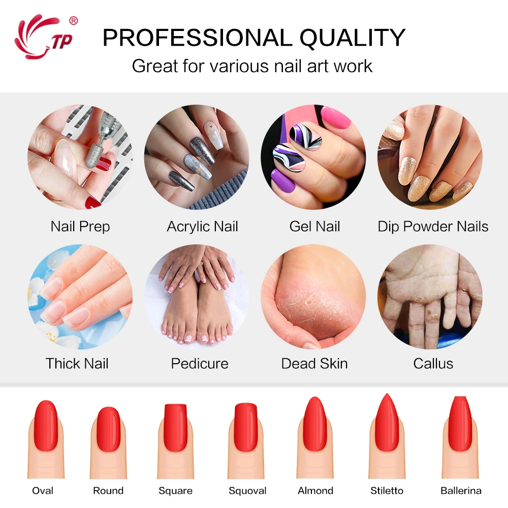 Набор Алмазных фрез для ногтей TP 1 электрическая фреза вращающиеся пилки
