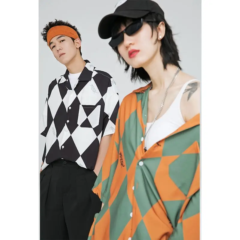

Contrasting Color Stitching High-quality Lapel Harajuku Street Fashion National Tide Shirt Male Korean Long-sleeved Design Trend