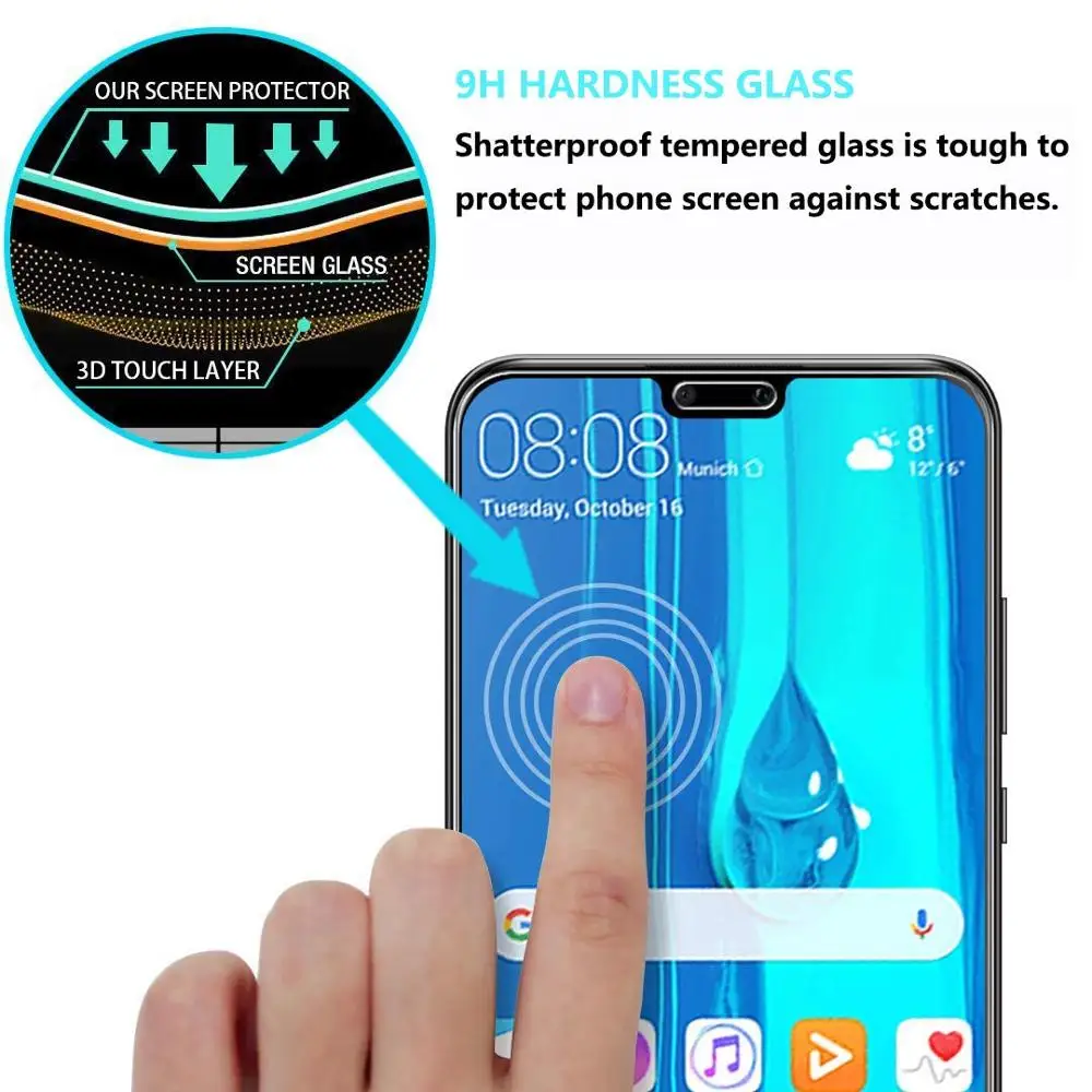 Закаленное стекло для huawei P smart Z Plus 2 шт. Защита экрана Y9 Y7 Y5 P20 Lite 2019 GR3 TAG DIG L21 LYO-L01 4C