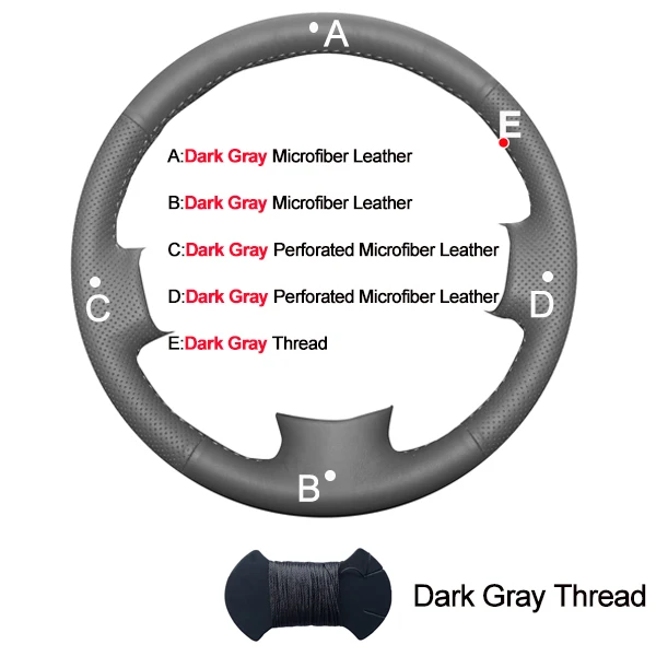 Dark Gray Leather Автомобильная крышка рулевого колеса для Toyota Corolla 2004-2006 Caldina 2002-2007 RAV4(US) 2004-2005 Scion TC 2005-2010 Volant - Название цвета: Dark Gray Leather