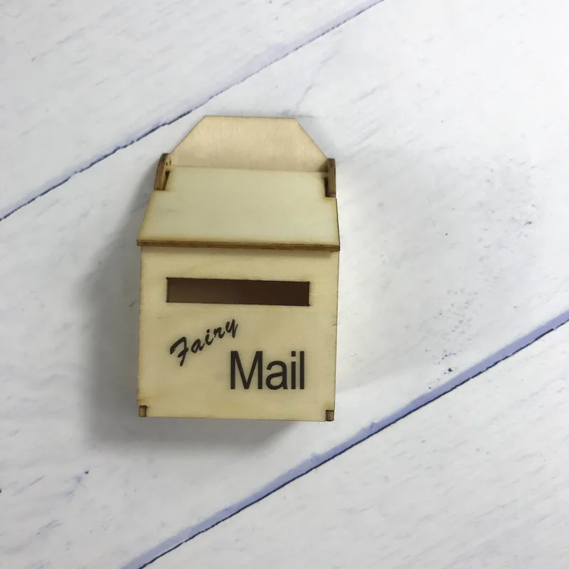 wood Mail Box LIGHT 1:12 миниатюрный деревянный цвет ручной работы DIY почтовая коробка отличный подарок для детей, прикидываемый игровой магический зуб ярмарка почтовая коробка WTH светодиодный светильник - Цвет: wood Mail Box LIGHT