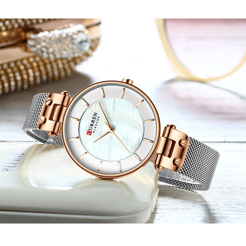 

CURREN Stainless Steel Luxury Watch Women Rose Gold Quartz Clock Lady Casual Waterproof Wristwatch Fashion Simple Ladies Watches
