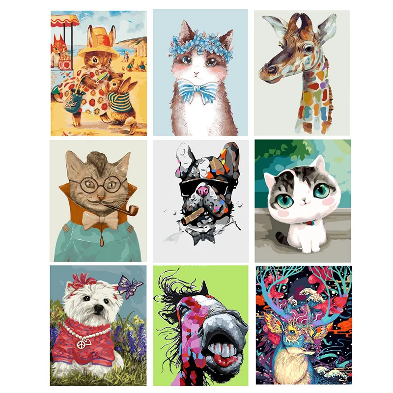 

Diamond Painting Kits Cute Animal Mosaic Cross Stitch Full Round Diamond Embroidery Paintings Home Wall Decor Gift