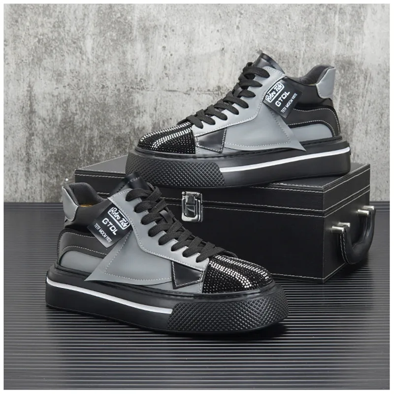 Новинка 2022 модная повседневная обувь стразы мужские кроссовки увеличивающая