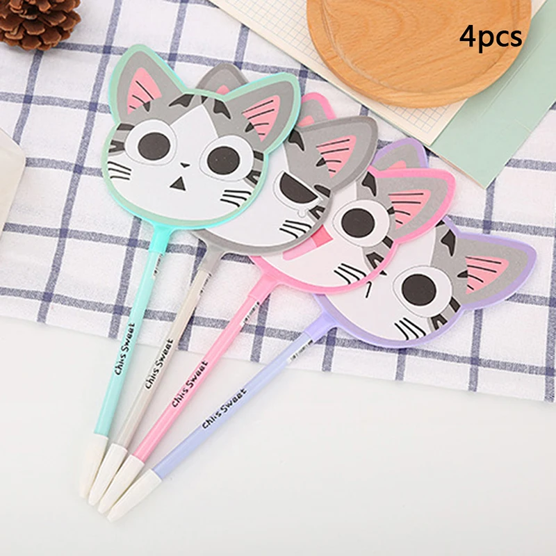 4 шт. креативная гелевая ручка в стиле мультфильма с изображением сыра кота веера