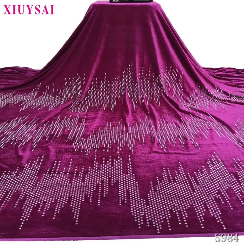 

African Velvet Lace Fabric With Stones Nigerian French Lace Fabrics 2020 High Quality Velvet Lace Fabric For Wedding Dress S984