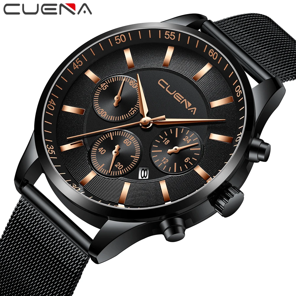 

New CUENA Watches for Mens Casual Fashion Gift Men Watch Business Waterproof Quartz Watch Full Steel Clock Relogio Masculino