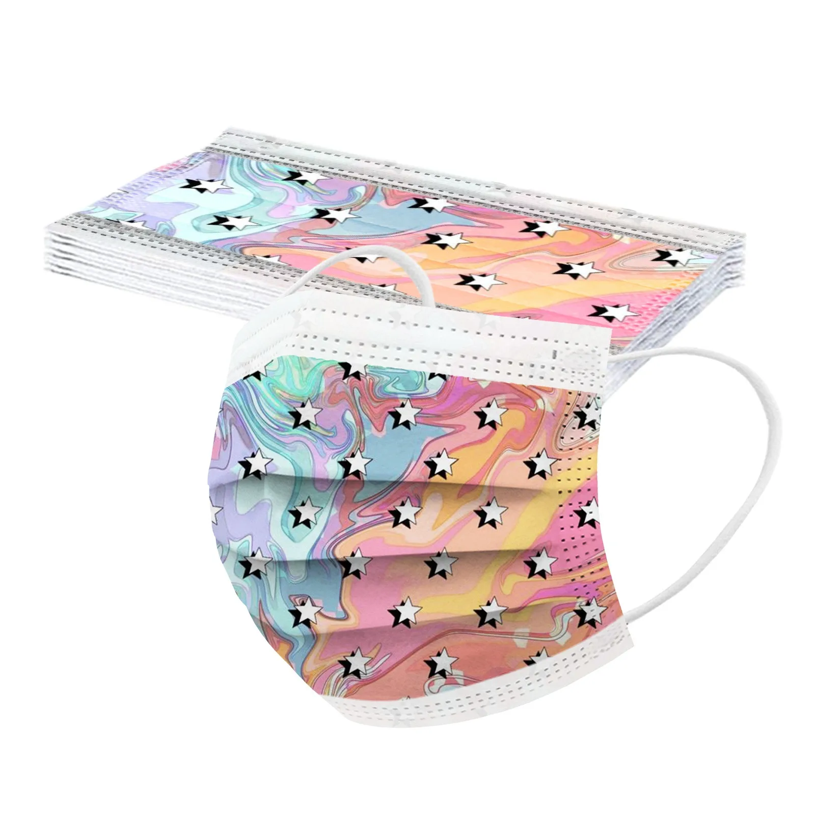 Disposable Kids Masks Mouth Mask Cotton Children's Five-pointed Star Printing Protective Halloween Cosplay Masque Enfant |