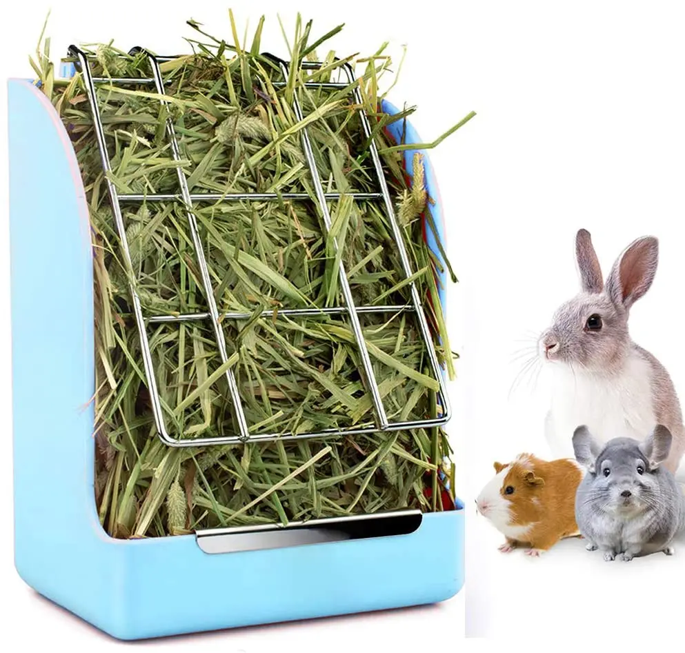 

Rabbit Feeder Spring Grass Frame Bunny Guinea Pig Hay Feeder Small Pet Chinchilla Fixed Food Container Plastic Food Bowl