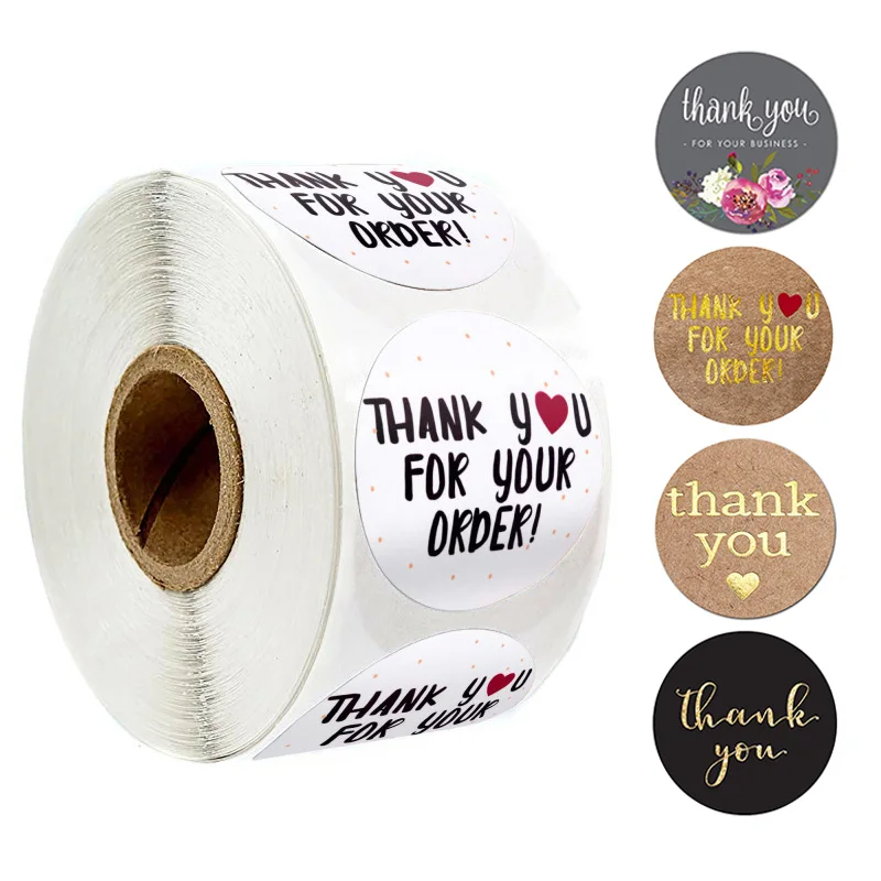 100 200 шт Круглый Спасибо за ваш заказ стикер Сердце спасибо покупки канцелярские