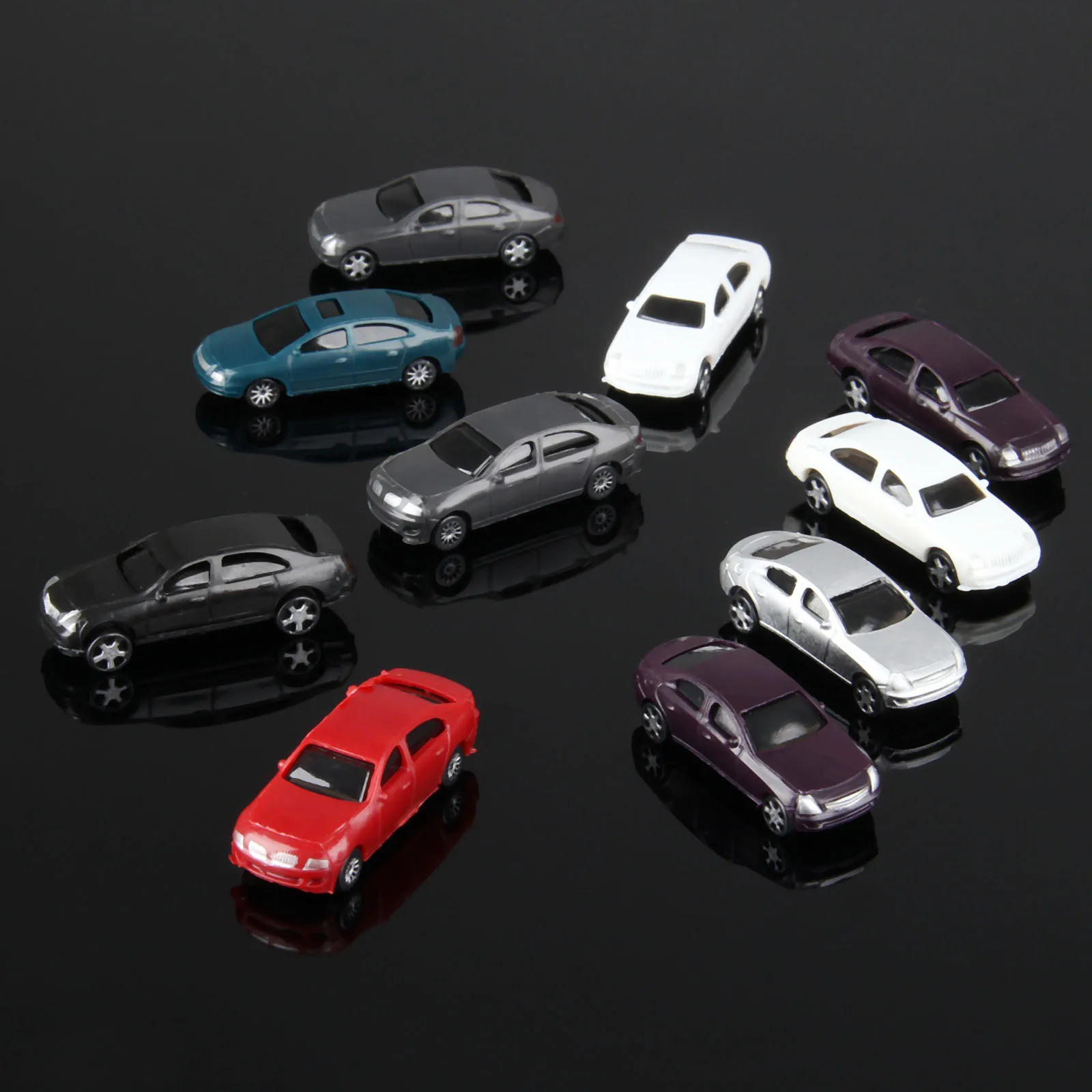 10pcs Model Cars 1:100 HO Scale Railway Layout Architecture Train Multicolor For Doll House Room Box | Дом и сад