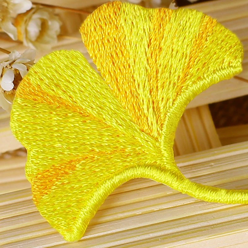 Нашивки Ginkgo с листьями для одежды патчи вышивкой Аппликации наклейки джинсов