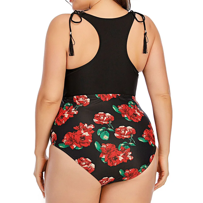 

Luren Plus Size Swimwear 2021 Sexy Hollow Swimsuit Women's One Piece Swimsuit Monokini Printed Gathering Bodysuit