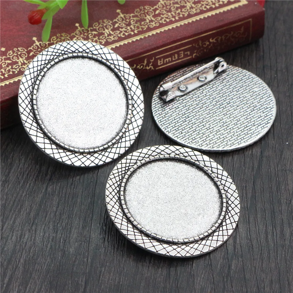 5 шт./лот 30 мм Внутренний размер Античная Посеребренная Цветная брошь булавка