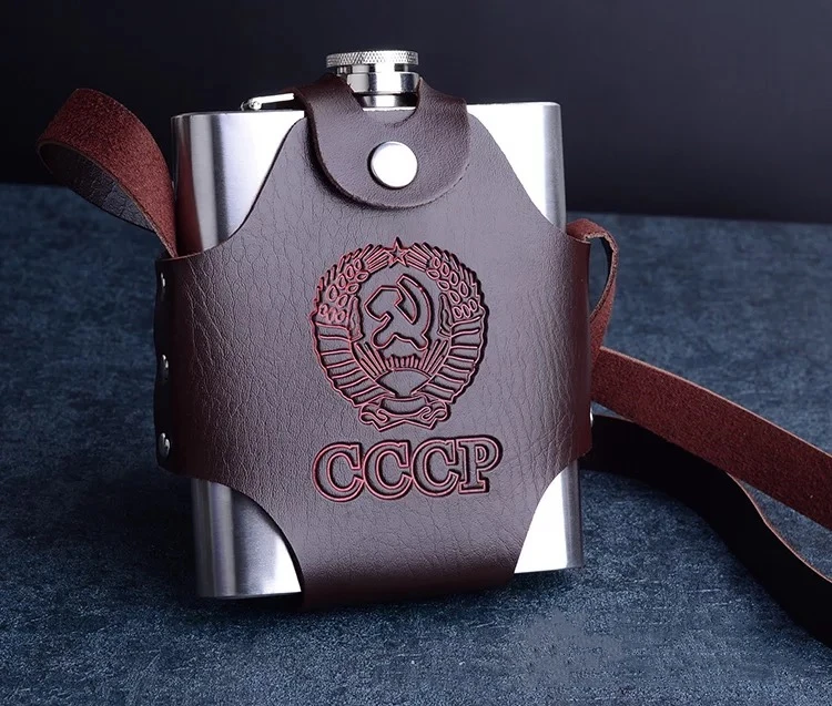 Плоская фляжка для спиртных 4, 8 18 38 48 6 4, 8 8 108 128 178 OZ Виски гидро с двойными стенками из нержавеющей стали с поясом из искусственной кожи чехол подарочный набор для мужчин на заказ