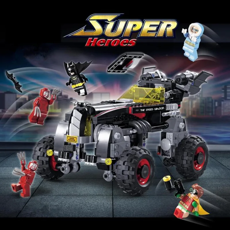 587 шт Новые Супер Герои Бэтмен фильм Ultimate Batmobile Fit Legoingly фигурки Бэтмена Модель