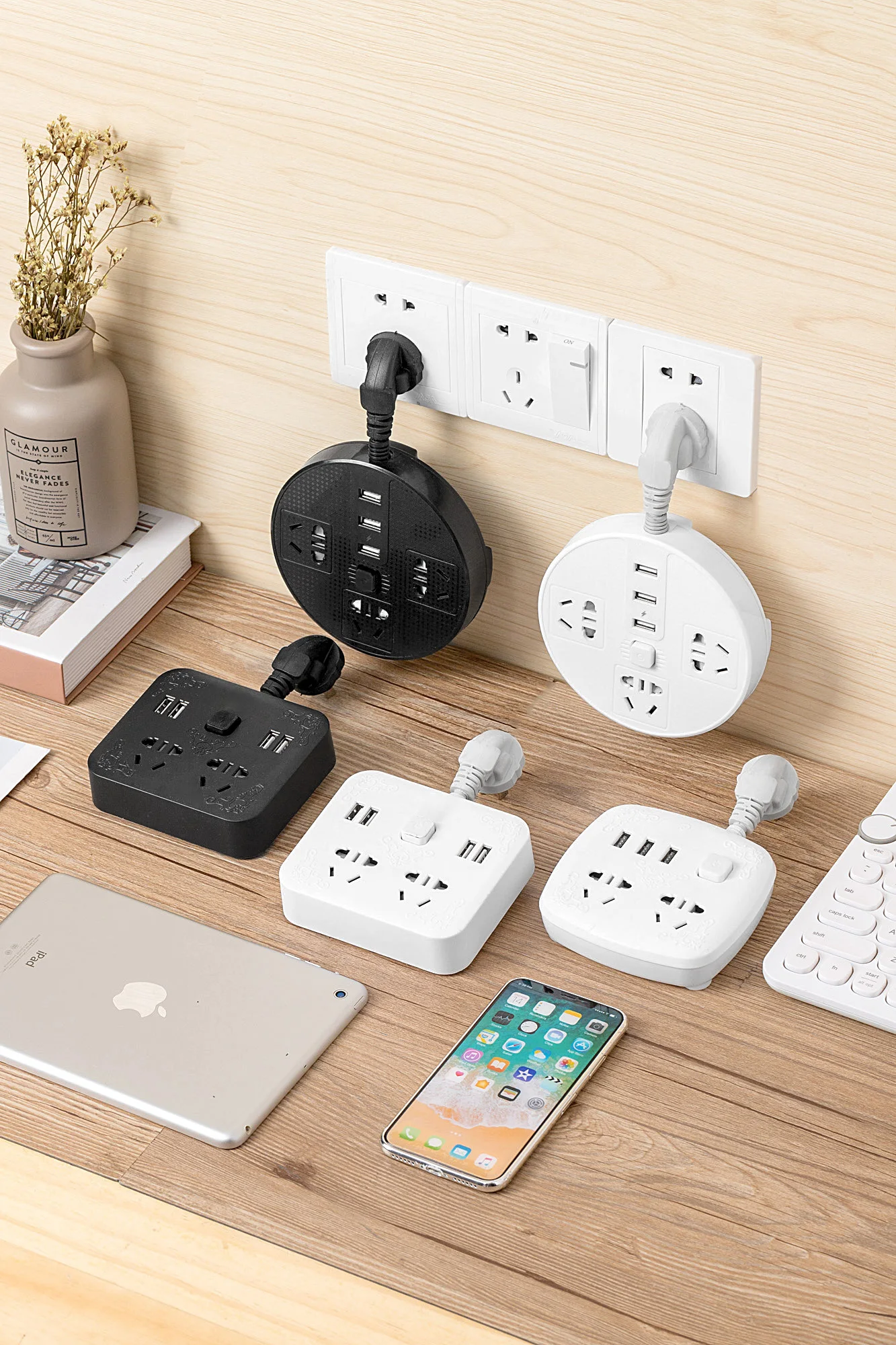 Электрические розетки Usb Панель пористая розетка конвертер штепсельная плата с