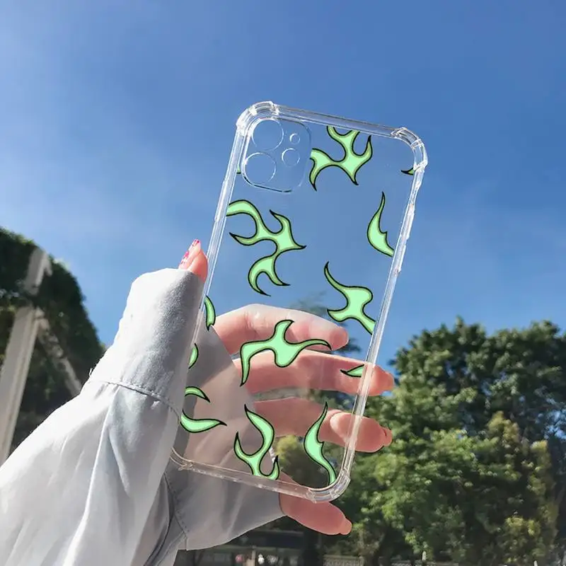 

Blue Flame Fire Phone Case Transparent for Clear iPhone 11 12 8 7 6 6S XS MAX Plus X 5S SE 2020 XR mini pro