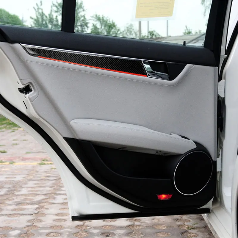 

Carbon Fiber Car Accessories Interior Inner Door Panel Protective Cover Trim Stickers For Merecedes-Benz C Class W204 2007-2013