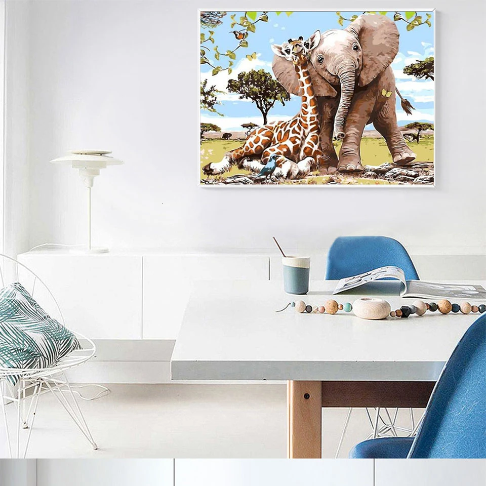 AZQSD масла Краски ing по номерам животных Акриловые DIY Хо Раскраска волк уникальный