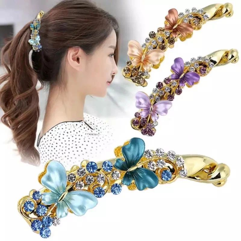 

Bow Hair Clip Women's Rhinestone Ponytail Vertical Clip Paint Banana Hair Clip for Women Fashion Clip Female Hair Accessories