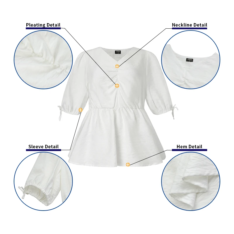 

Retro Blouse VONDA 2021 Summer Casual Long Sleeve Stylish Shirts Sexy Deep V-neck Elegant Office Blusas Elegant Tops