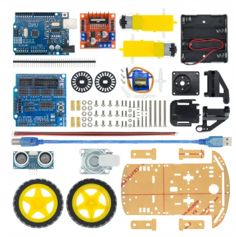 Умный робот автомобильный комплект включает Uno R3 ультразвуковой датчик Bluetooth