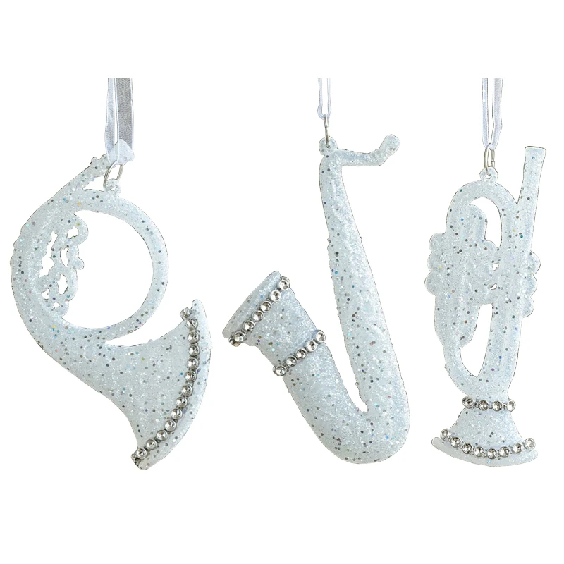 

H55A Christmas Pendant Plastic Music Instrument Shaped Hanging Ornament Pendants for Xmas Tree Home Door Window Decoration Gift