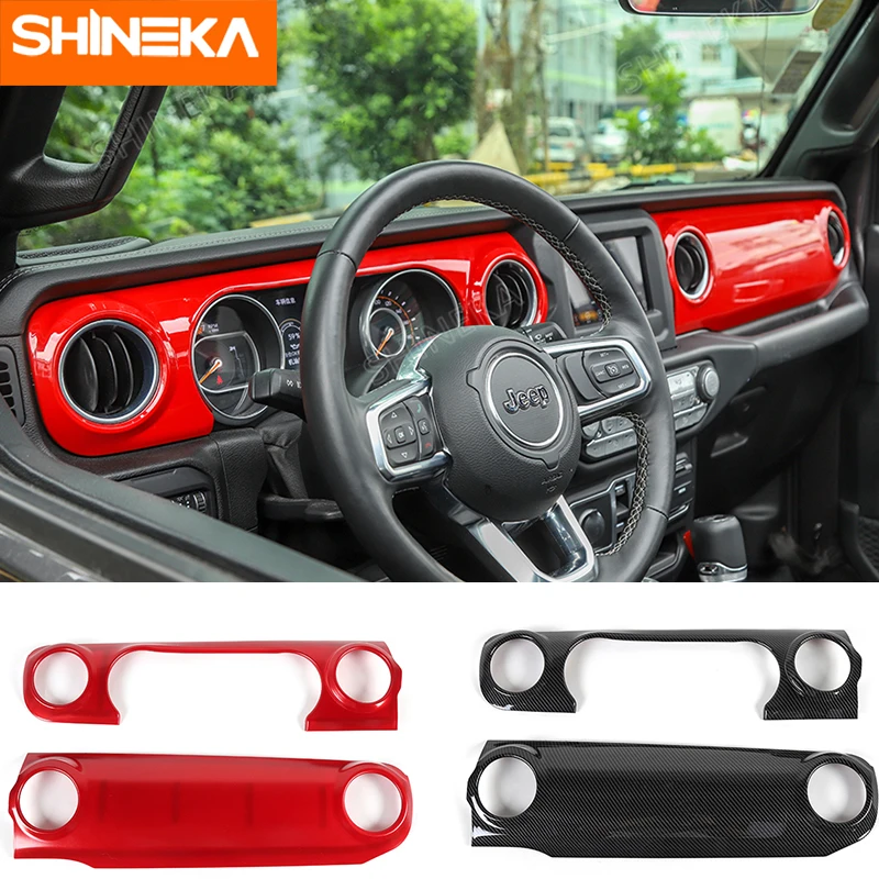 

SHINEKA Interior Mouldings For Jeep Gladiator JT Car Dashboard Control Panel Gear Shift Cover Set For Jeep Wrangler JL 2018-2021
