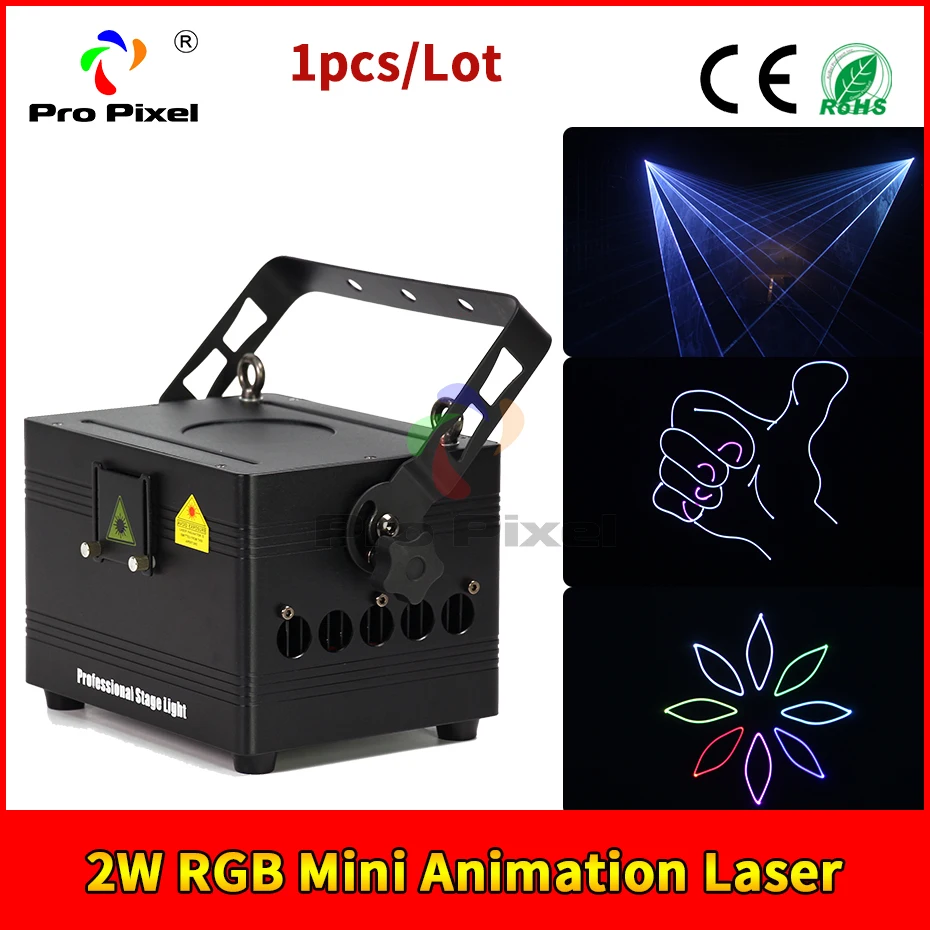 1pc 2W RGB Animation Laser Stage Light Programmable Projector Led Dmx Dj For Disco Bar Nightclub | Лампы и освещение