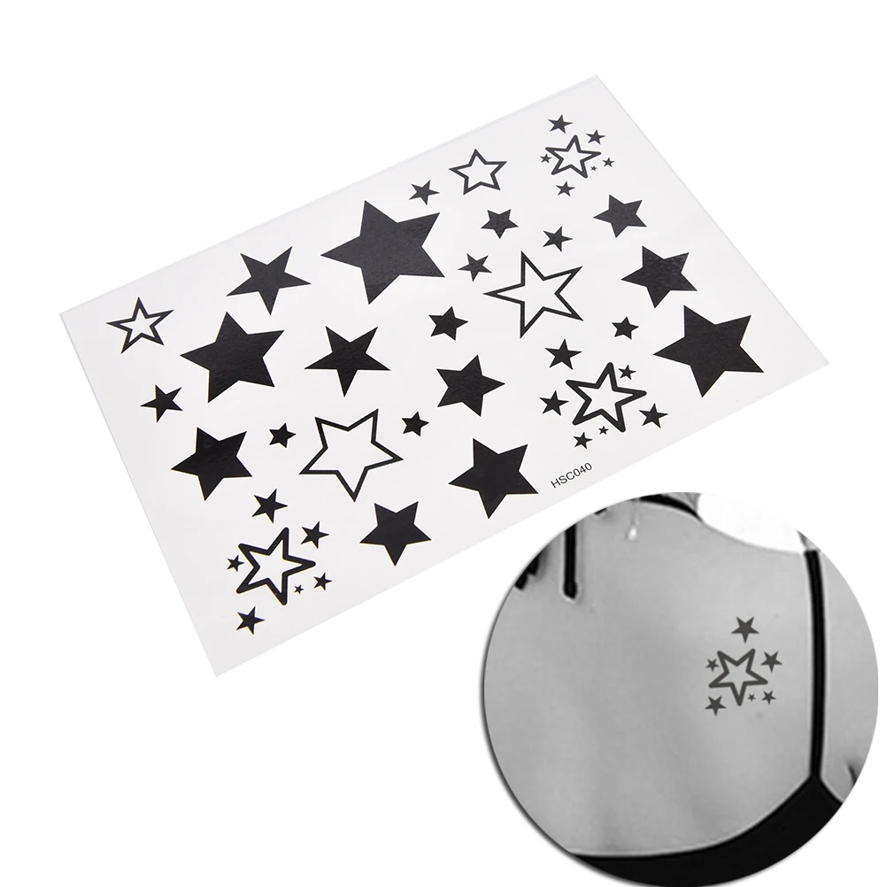 Женский боди арт модный черный белый со звездами дизайн водонепроницаемый