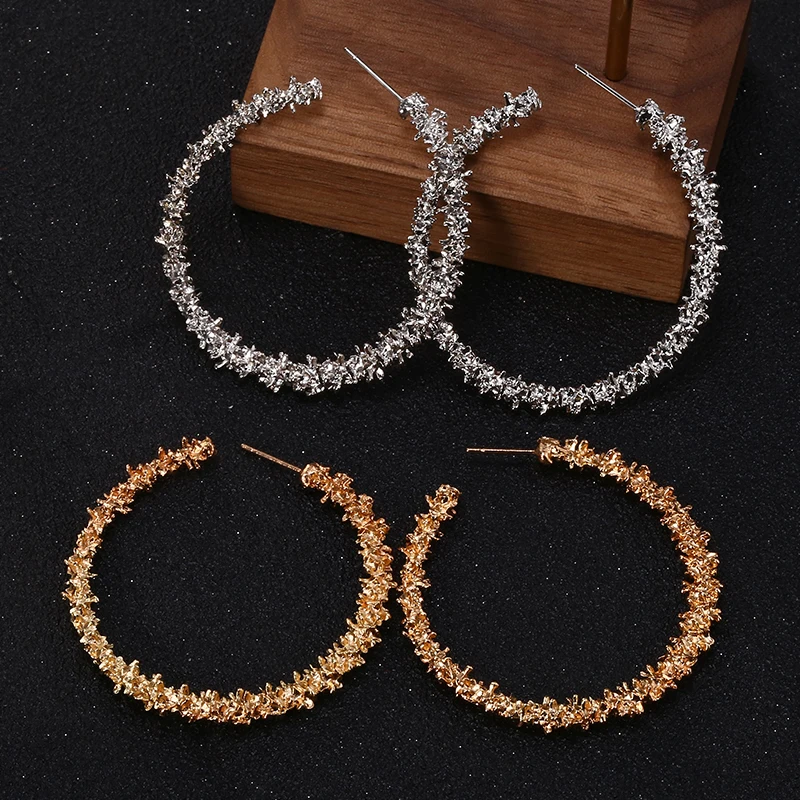 

Unique Big Circle Metal Drop Earrings For Women Fashion Statement 2019 Brincos Gold Silver Round Pendant Hoop Earrings Jewelry