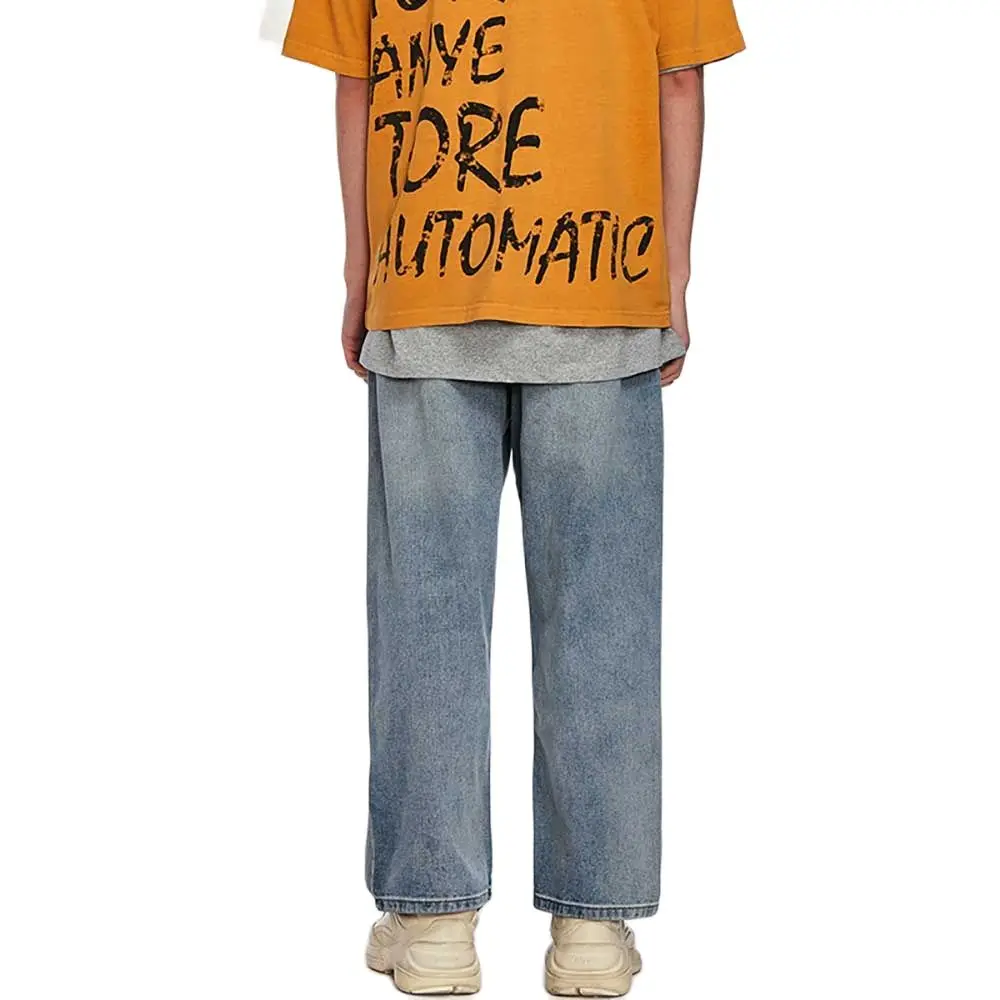 New Fashion Distressed Jeans Men Casual Denim Pants Straight Loose Baggy Solid Jeans Trousers Streetwear Jeans Clothing