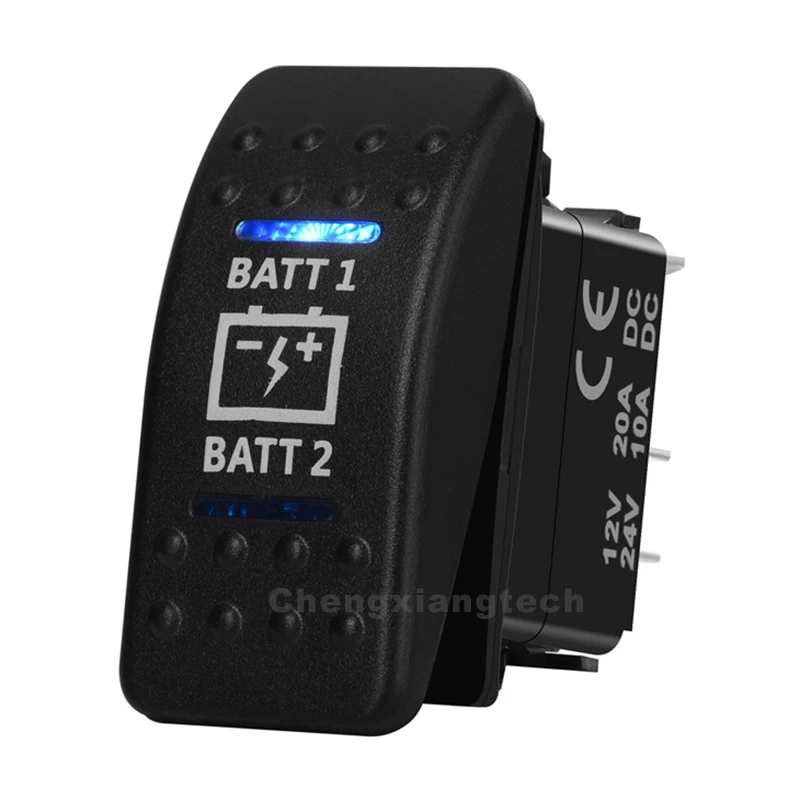 Кулисный Переключатель BATT1 BATT2 7 Pins ON/OFF/ON DPDT с голубым светодиодом 12 В 24 для NARVA ARB