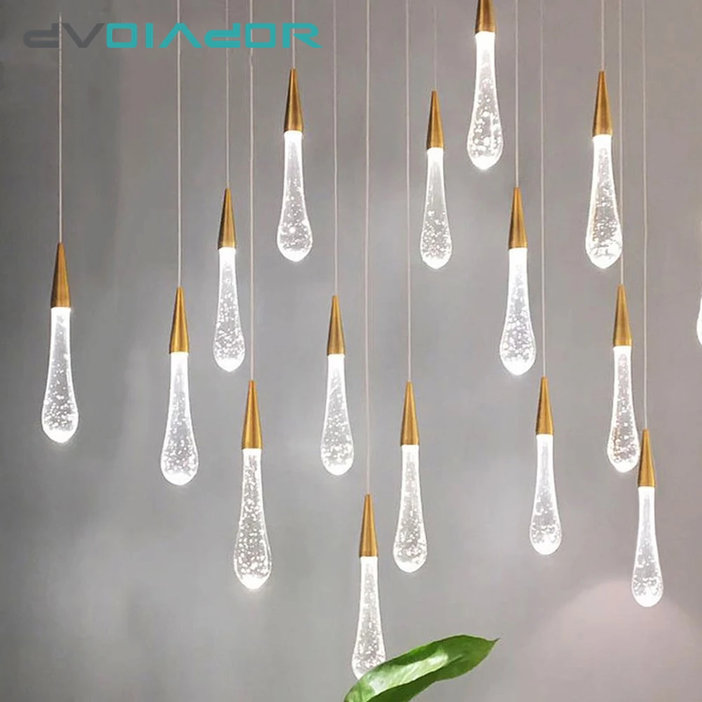 

1pc DVOLADOR Drop-shaped Crystal Pendant Lights Modern Glass LED Pendant Hanging Lamp Lighting Bedroom Living Room Bar Fixtures