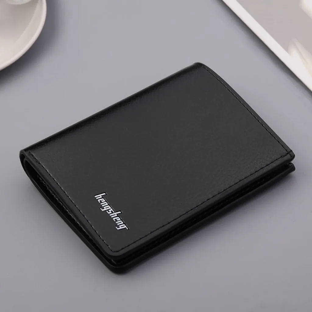 Мужские кошельки маленькие тонкие короткие мужские одноцветные кожаные Ретро